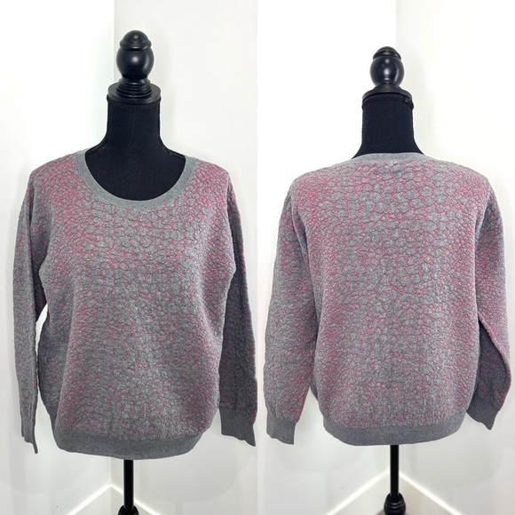 Halogen Textured Pink Gray Crew Sweater (PL) - Picture 1 of 7
